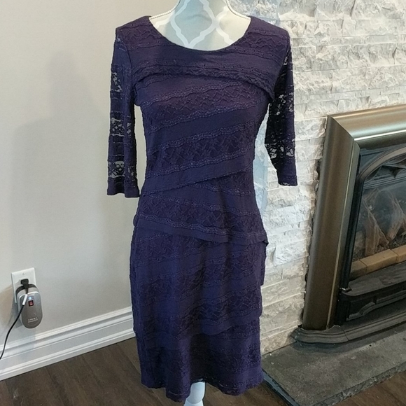 Lori M collection purple lace dress - Picture 2 of 4